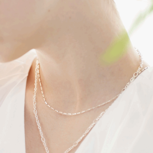 봉보 실버925 미니체인 초커 심플 목걸이 925 silver mini bar chain Necklace