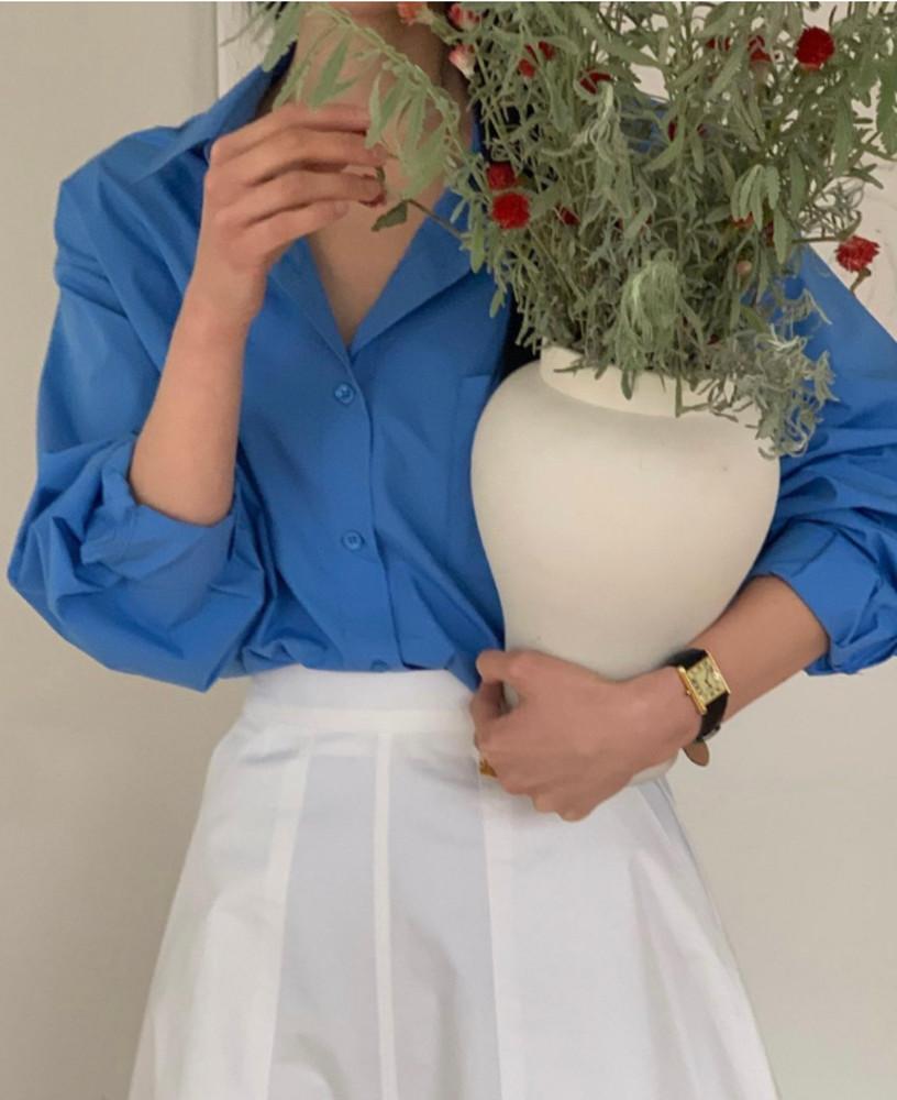 바스락 코튼 오버핏 포켓 셔츠