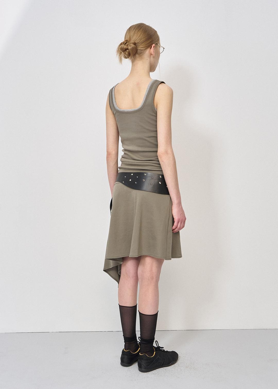 BUSTIER DETAIL JERSEY DRESS (KHAKI)