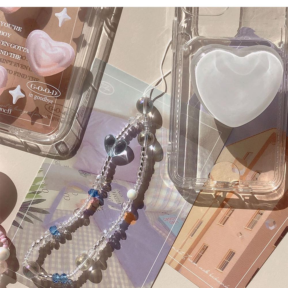 솜사탕 하트 핸드폰 비즈 스트랩 핸드폰줄 키링 우정 선물 휴대폰 비즈키링