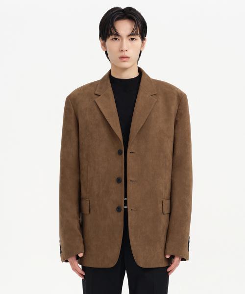 신세틱 스웨이드 오버사이즈 3버튼 블레이저 [라이트 브라운]