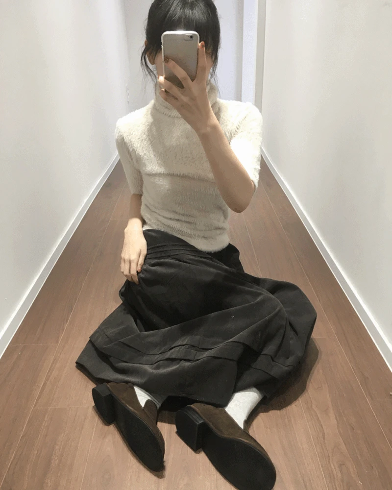 르방 코듀로이 핀턱 스커트 (2color)