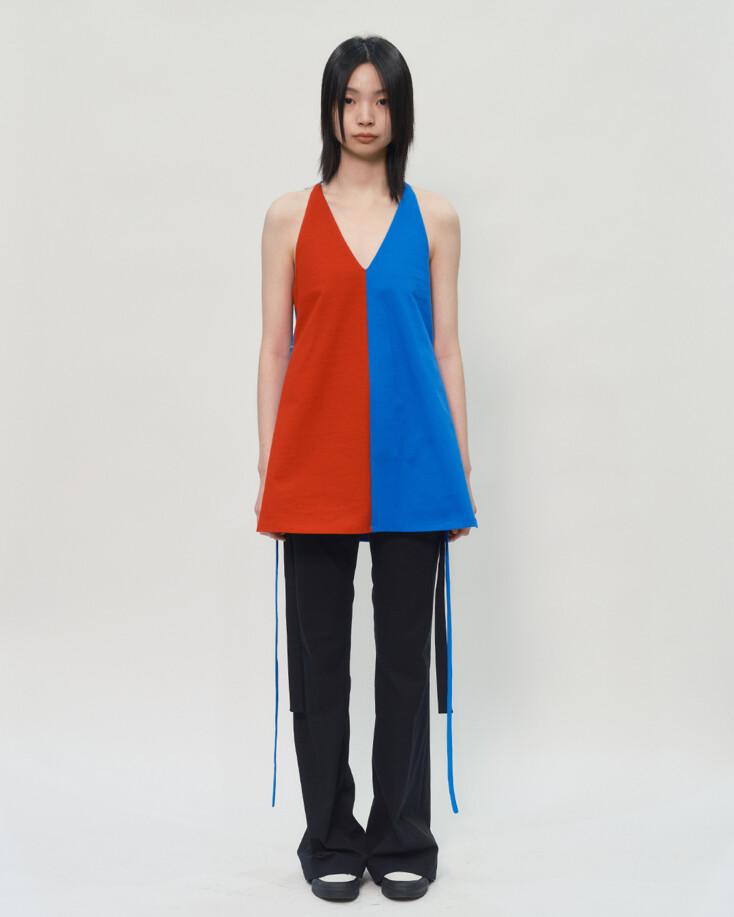 Stretch tie pants in black