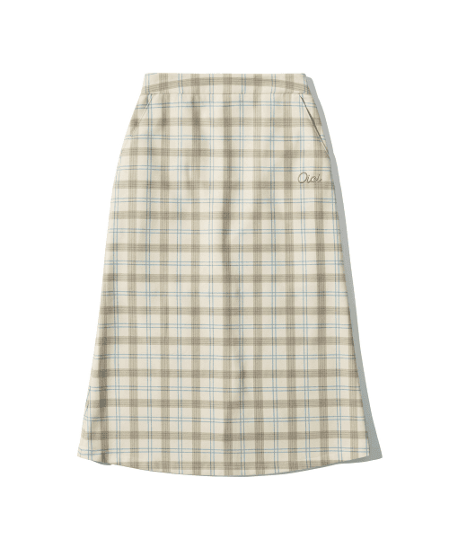 CHECK FLARED SKIRT [BEIGE]