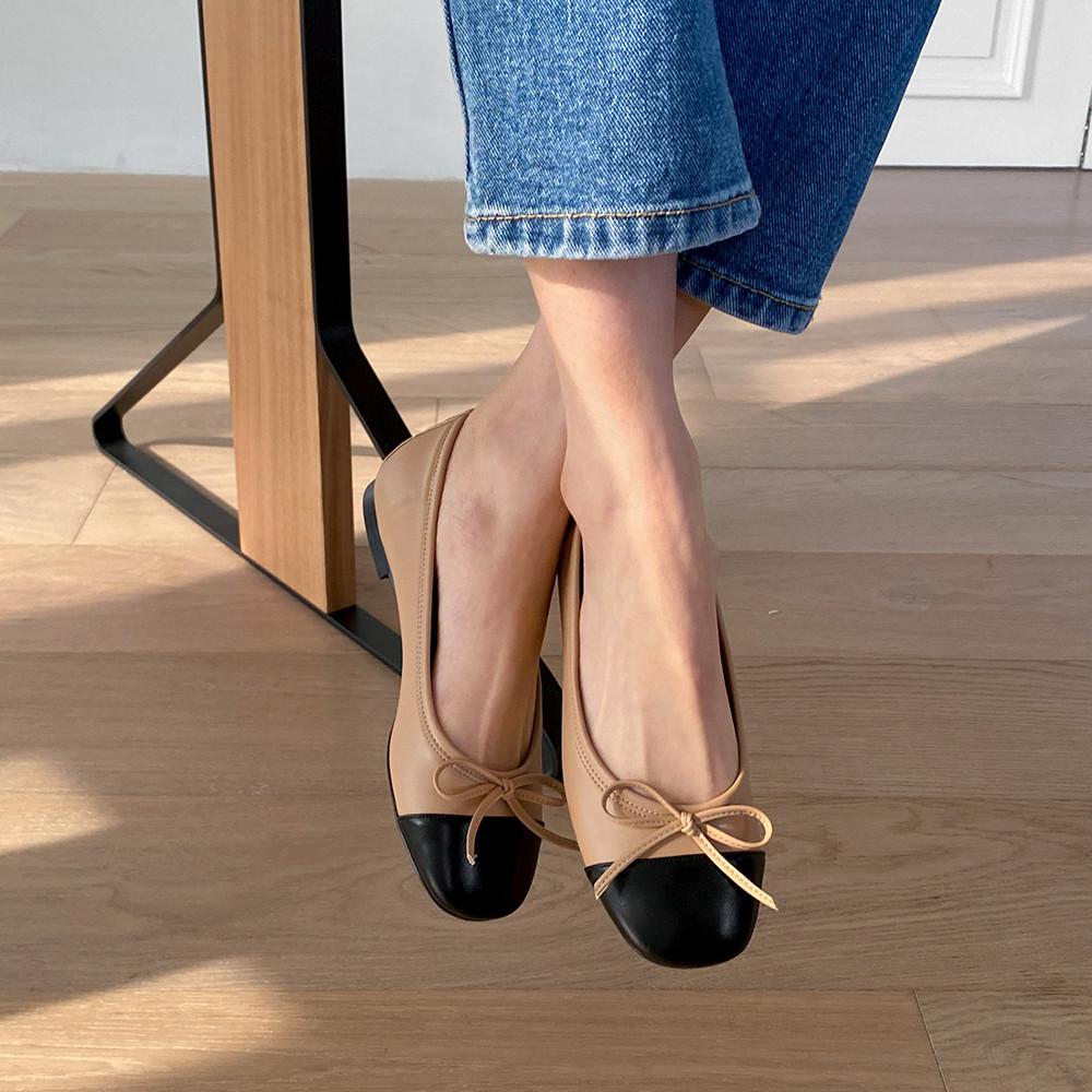 [사뿐] 마레트 투톤 리본 플랫슈즈 (1cm)