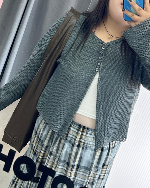 버튼 크로쉐 가디건