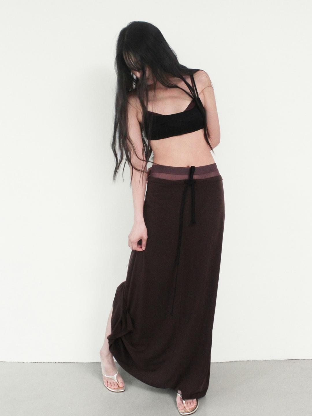 EASY RELAX LONG SKIRT, BROWN