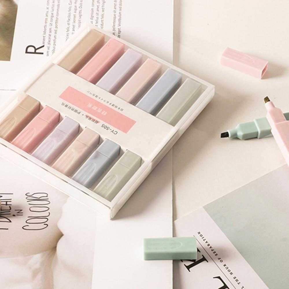 파스텔 마카롱 형광펜 6색세트 2종