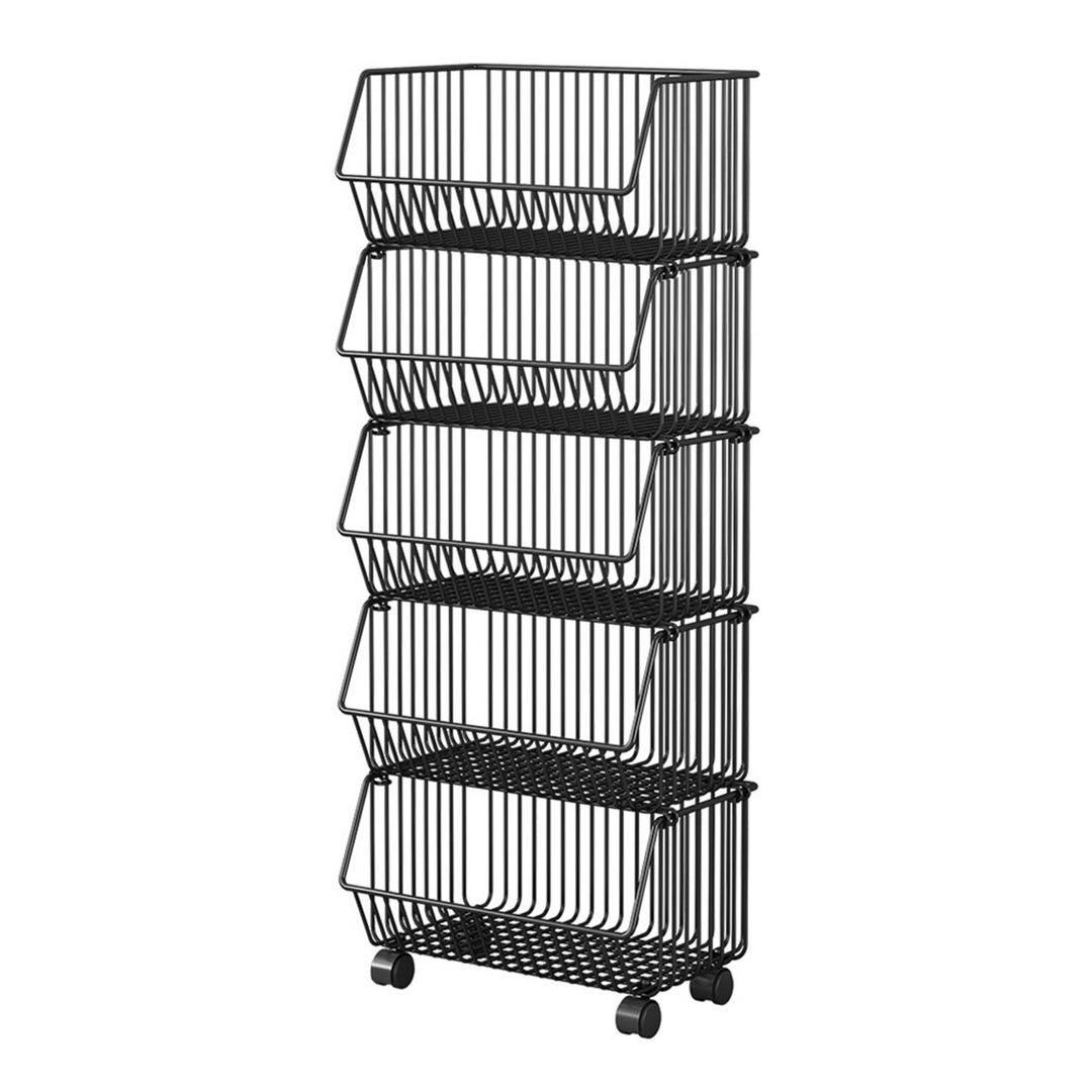 컴썸 철제 5단 이동식 트롤리 분리형 철제 이동식 바구니 선반 - 스탠드선반 | 쿠팡