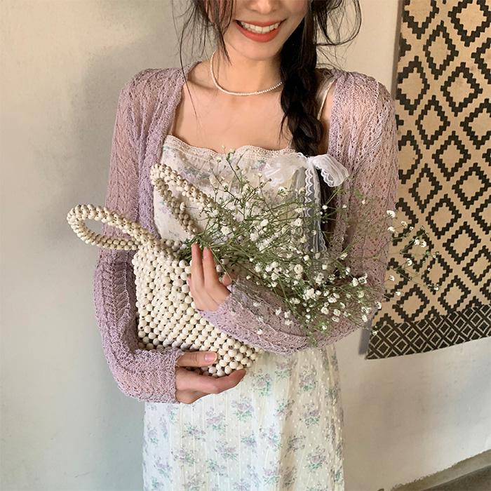 네트 스판 그물 가디건