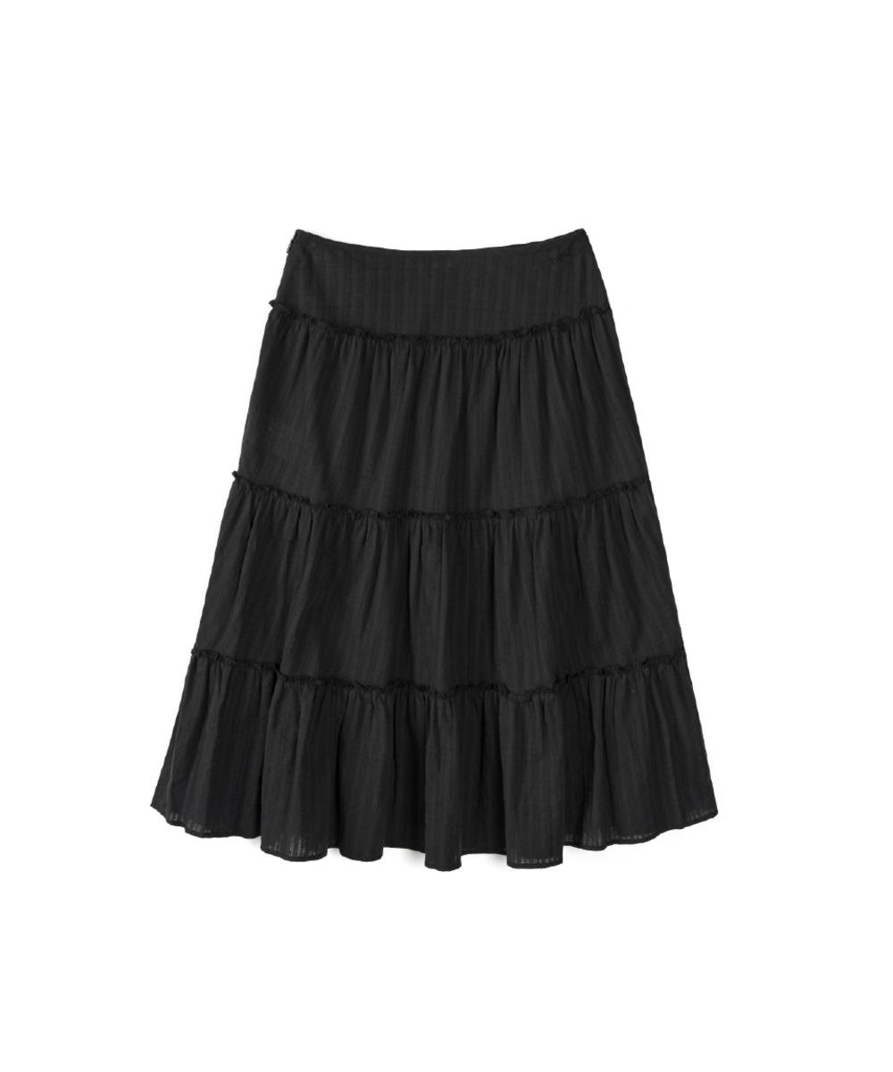 JACQUARD TIERED SKIRT (BLACK)