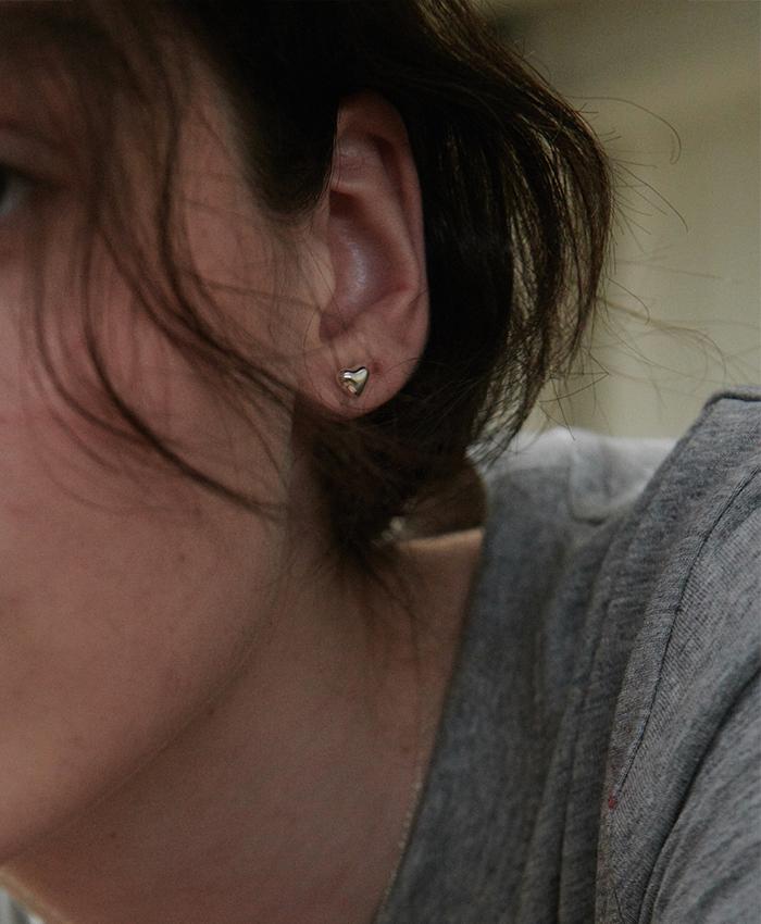 [당일출고][1차 리오더][925 silver] Deux.silver.137 / full heart earring (7mm)(silver)