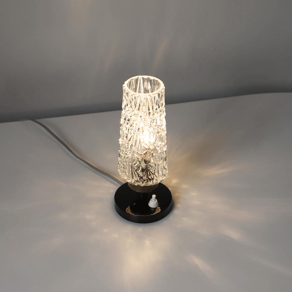 1970s VEB Wohnraumleuchten Ruhla Crystal Glass Bedside Lamp