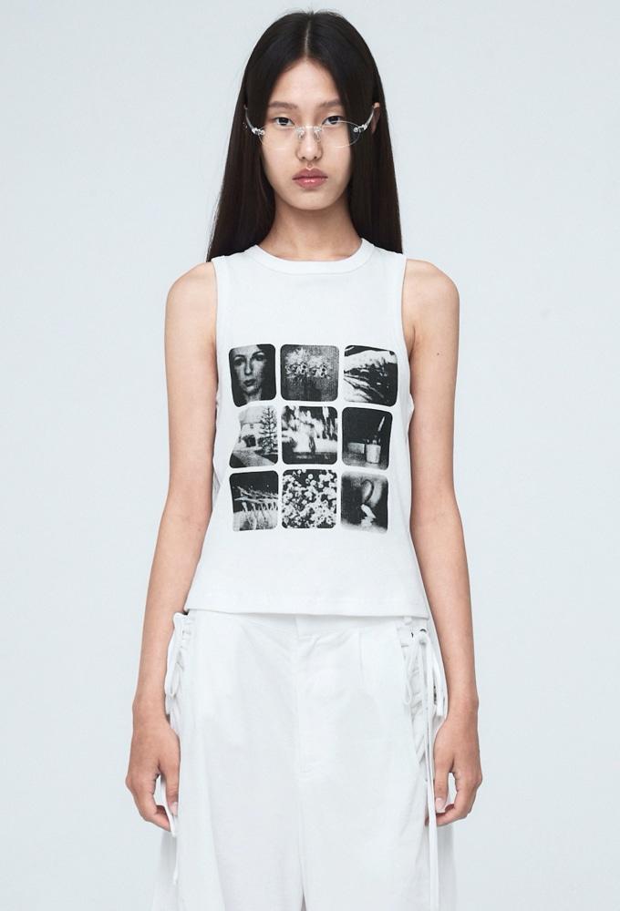 RIBBED BASIC SLEEVELESS WHITE