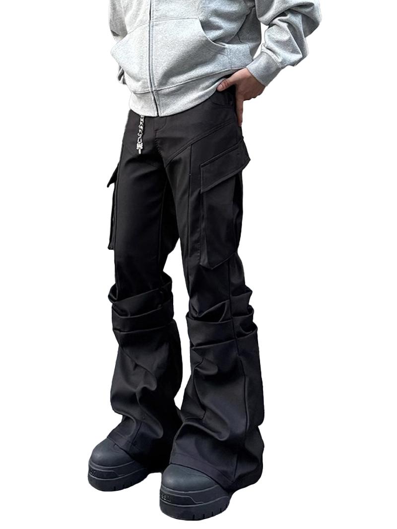 Multi Pocket Pleated Cargo Flared Pants