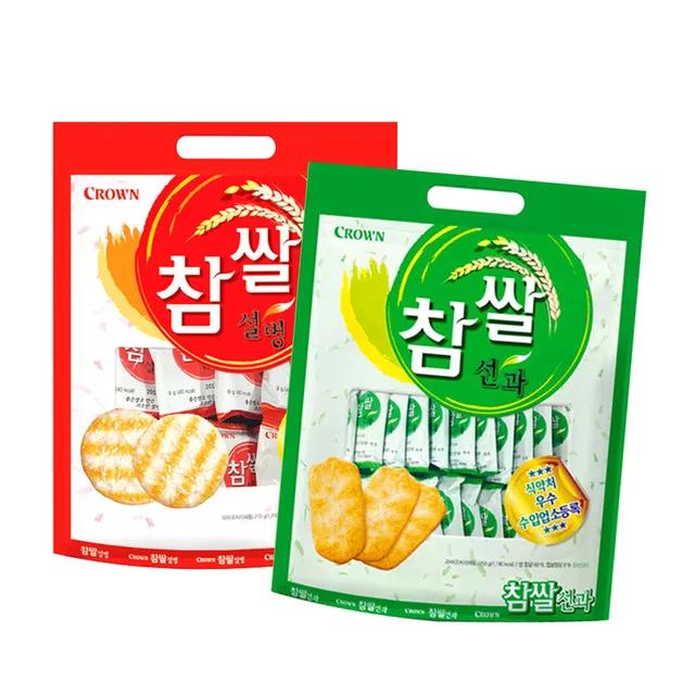 크라운 참쌀 과자 4봉 (2종 택1) / 선과 설병 / 쌀과자 사무실간식 대용량 간식
