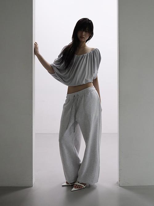 [예약배송] throw jogger pants, white melange