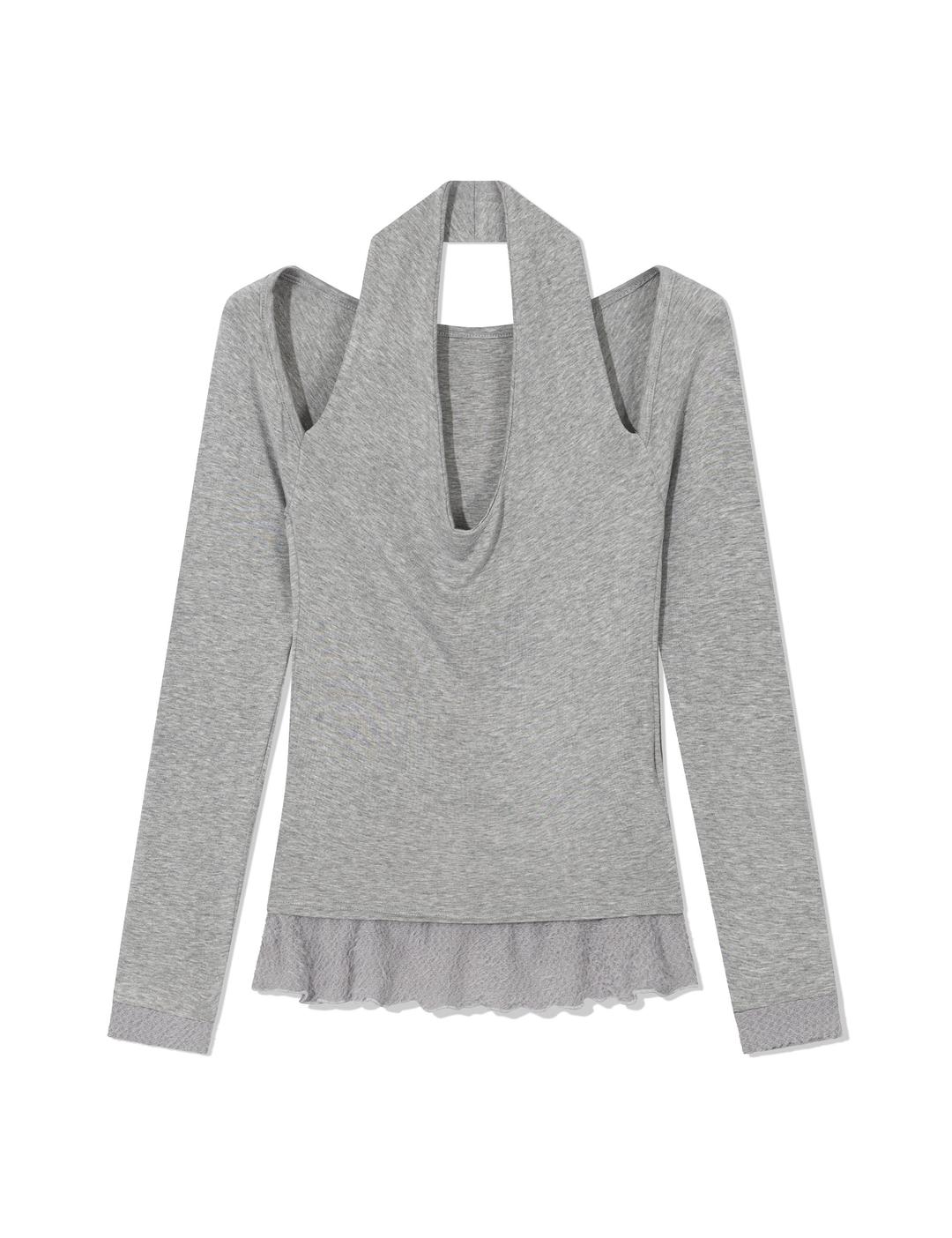 SCARF FUR FRILL T-SHIRT(GREY) 12.18 예약배송