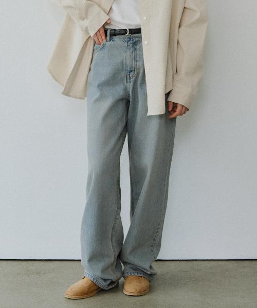 Washed Loose denim pants