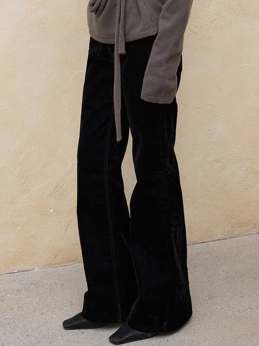 LT700 VELVET TEXTURE FLARED DENIM, BLACK