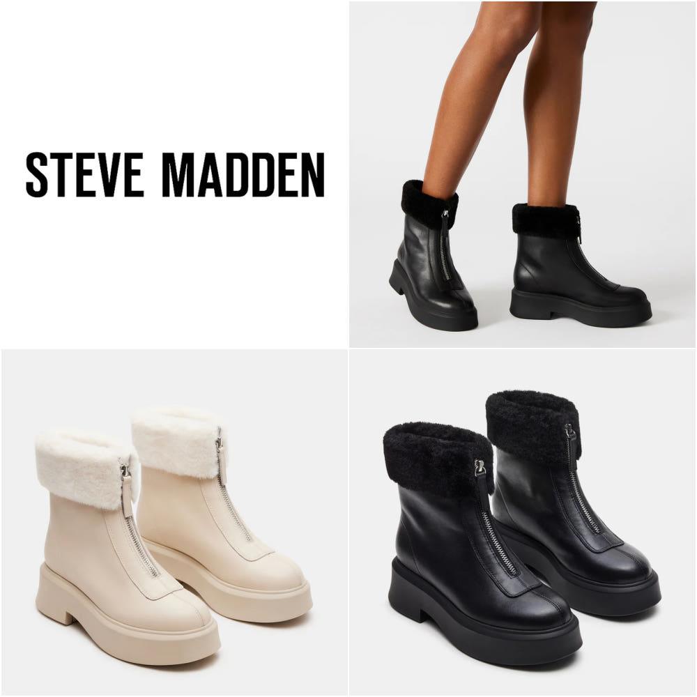 미국 스티브매든 존스 지퍼 털 부츠 여성 캐주얼 가죽 겨울 부츠 블랙 본