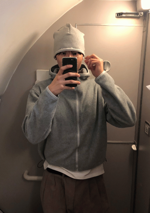 (크롭) 플리스 배색 워머 집업