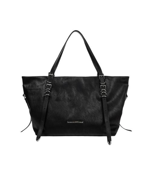 Multi Belted Strap Shopper Bag [ Black ]