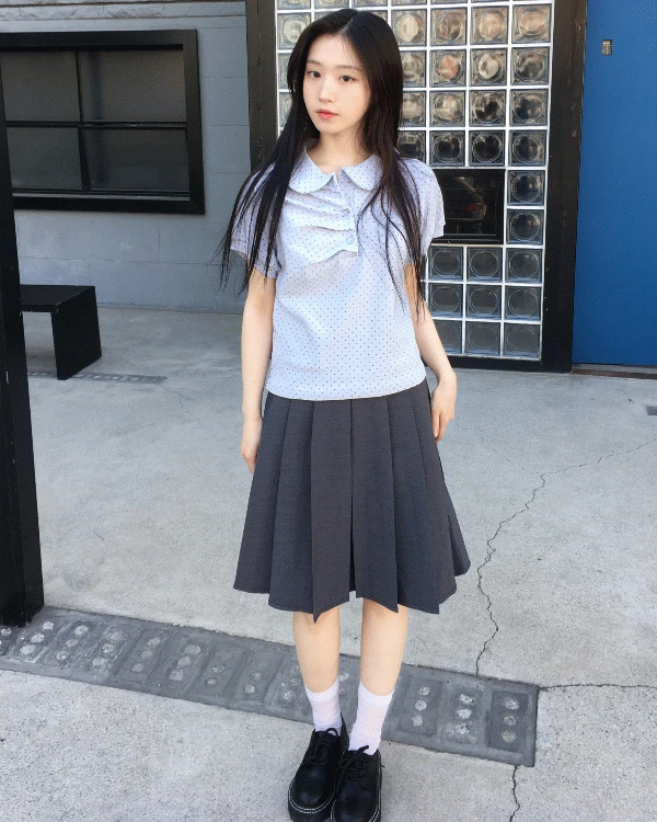 [세트템/🐰데이빈made] 아인 플리츠 미디 sk + 버클 벨트 set