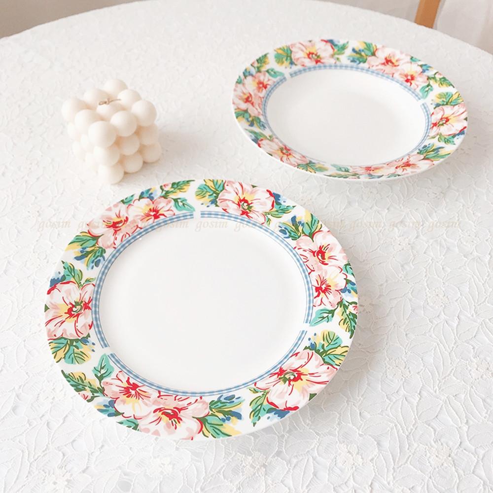 빈티지 플라워 그릇 접시 본차이나 플레이팅 2종