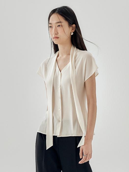 [Drama Signature] Summer Tie-Collar Silky Blouse_2color