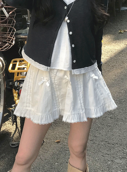 미니포에 [OSAKA] 마가렛 리본 스커트 (2color)