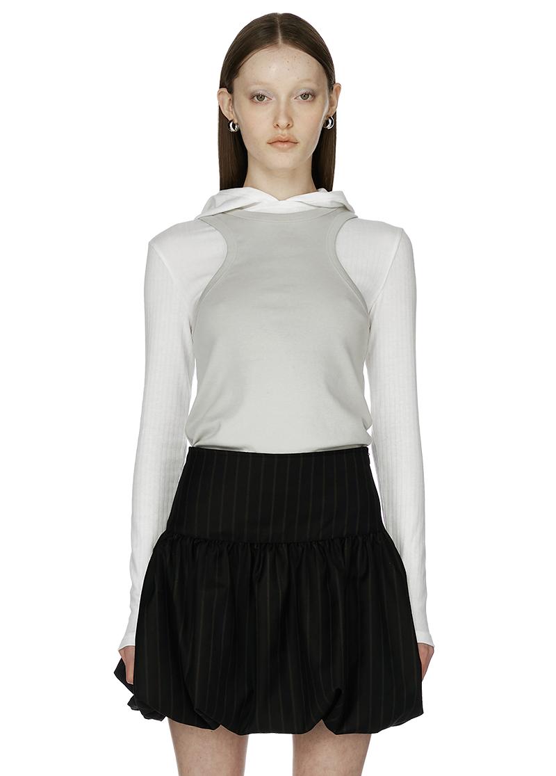 LACER BACK SLEEVELESS TOP (LIGHT GREY)