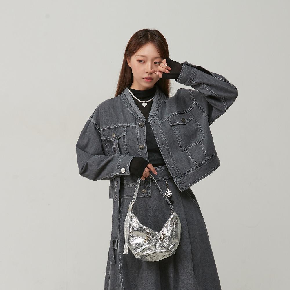 운학 한복 청자켓 [크롭-흑청]