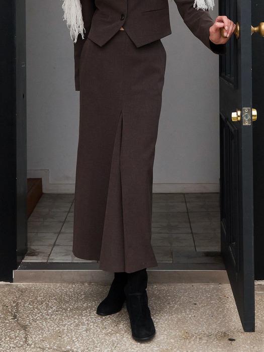WOOL PLEATED MAXI SKIRT (2COLOR)