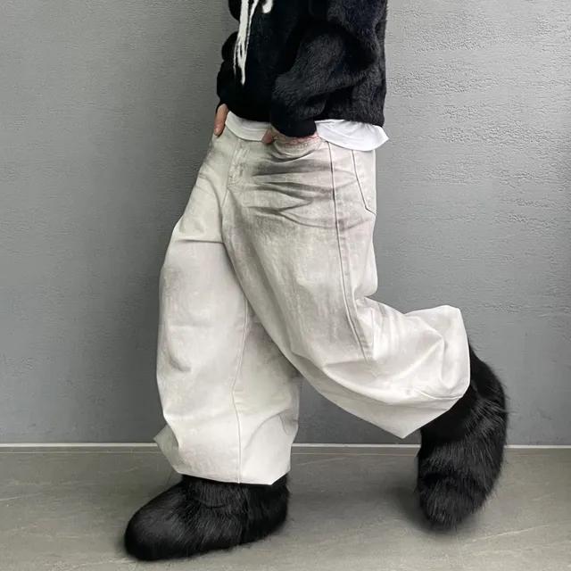 더티 화이트 와이드 벌룬 데님팬츠