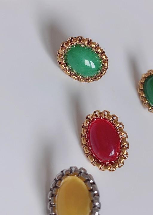 베르데_엔틱 제이드 원석 스터드 귀걸이/귀찌