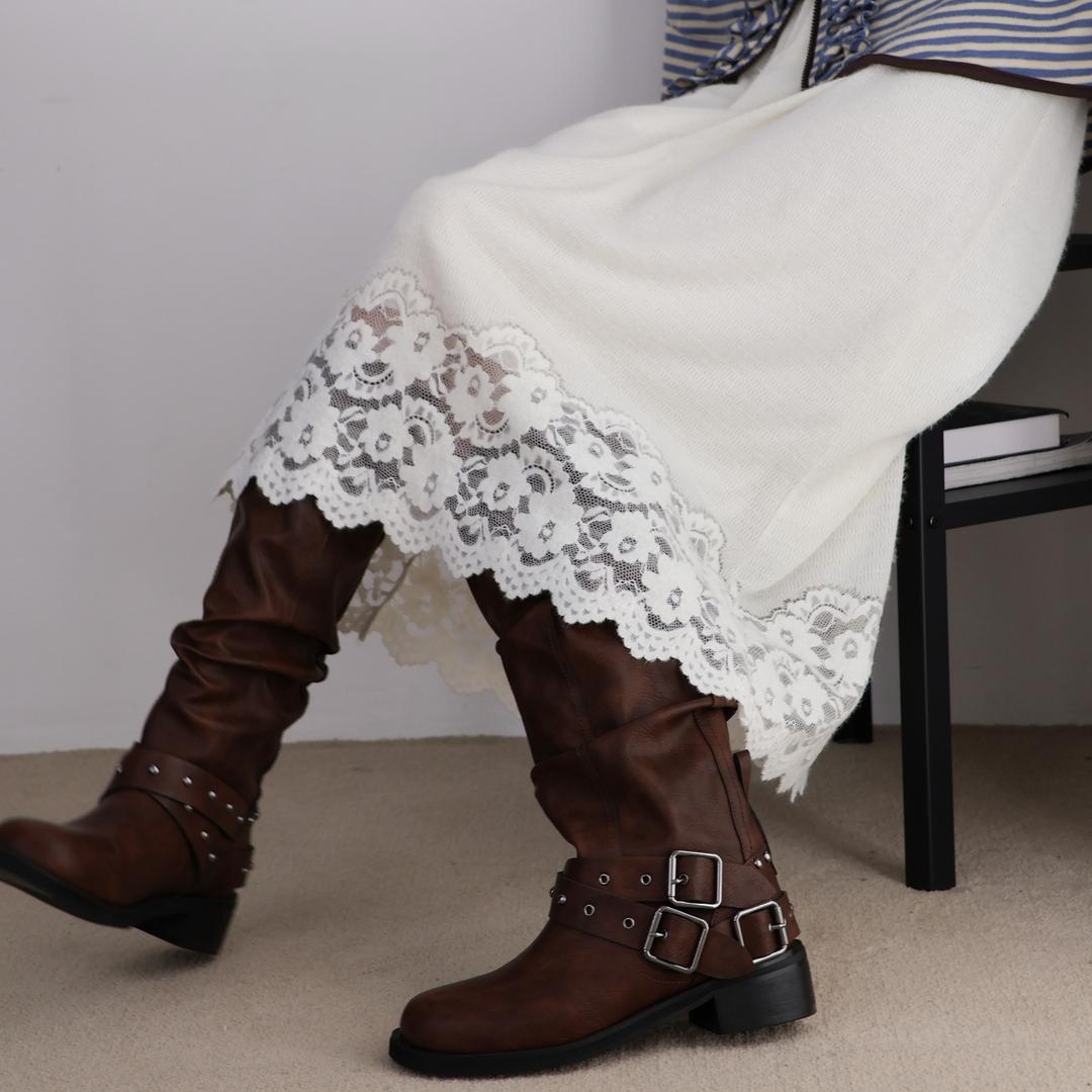 틸데서울 윈터 레이스 레이어드 니트 스커트 2color