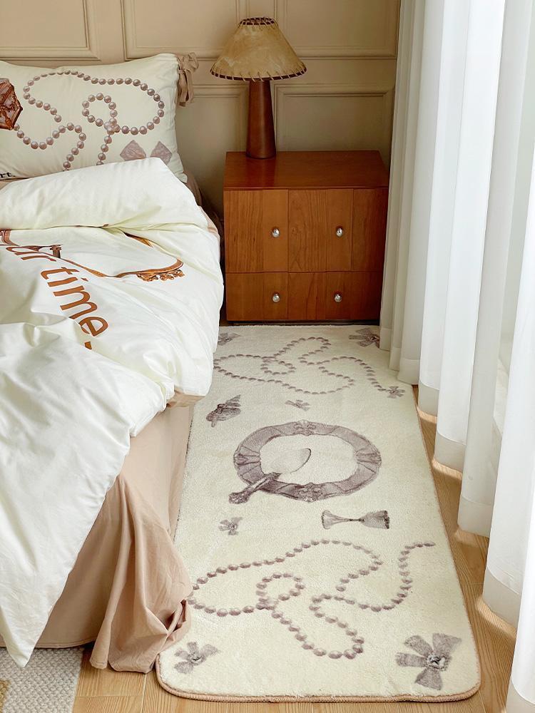 수심 Antique Pearl Rug 앤틱 진주 러그 침실 리본 발매트 빈티지 카펫