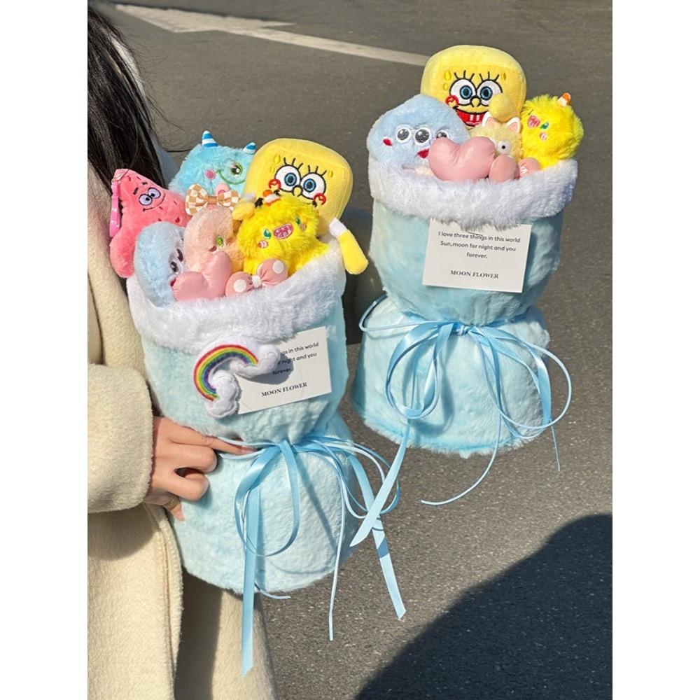 스폰지밥 인형 꽃다발 귀여운 캐릭터 선물 모음