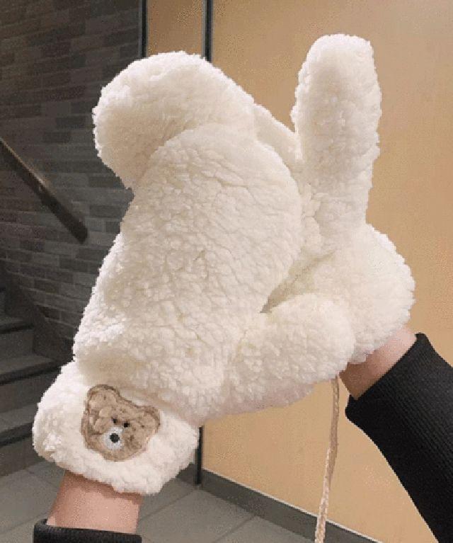 [주문폭주] 뽀글이 양털 곰돌이 벙어리장갑