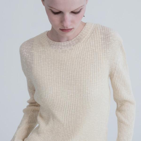[2nd] Ribbed Summer Sweater in Cotton & Linen_Butter Cream
