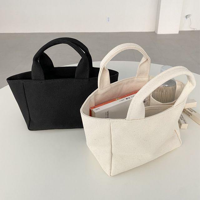 국산 스퀘어 미니 텀블러 버킷 토트 캔버스 에코백 2col