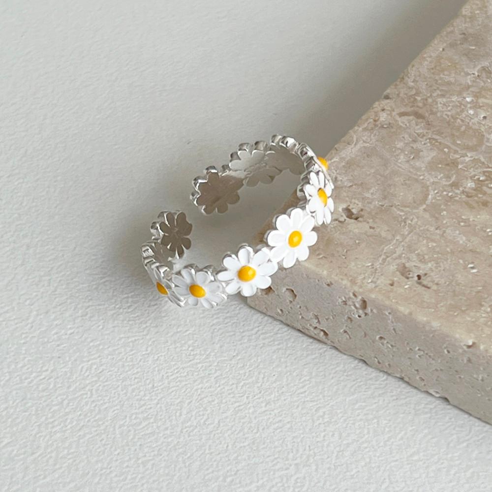 실버925 매니 매니 플라워 은반지 오픈 프리사이즈