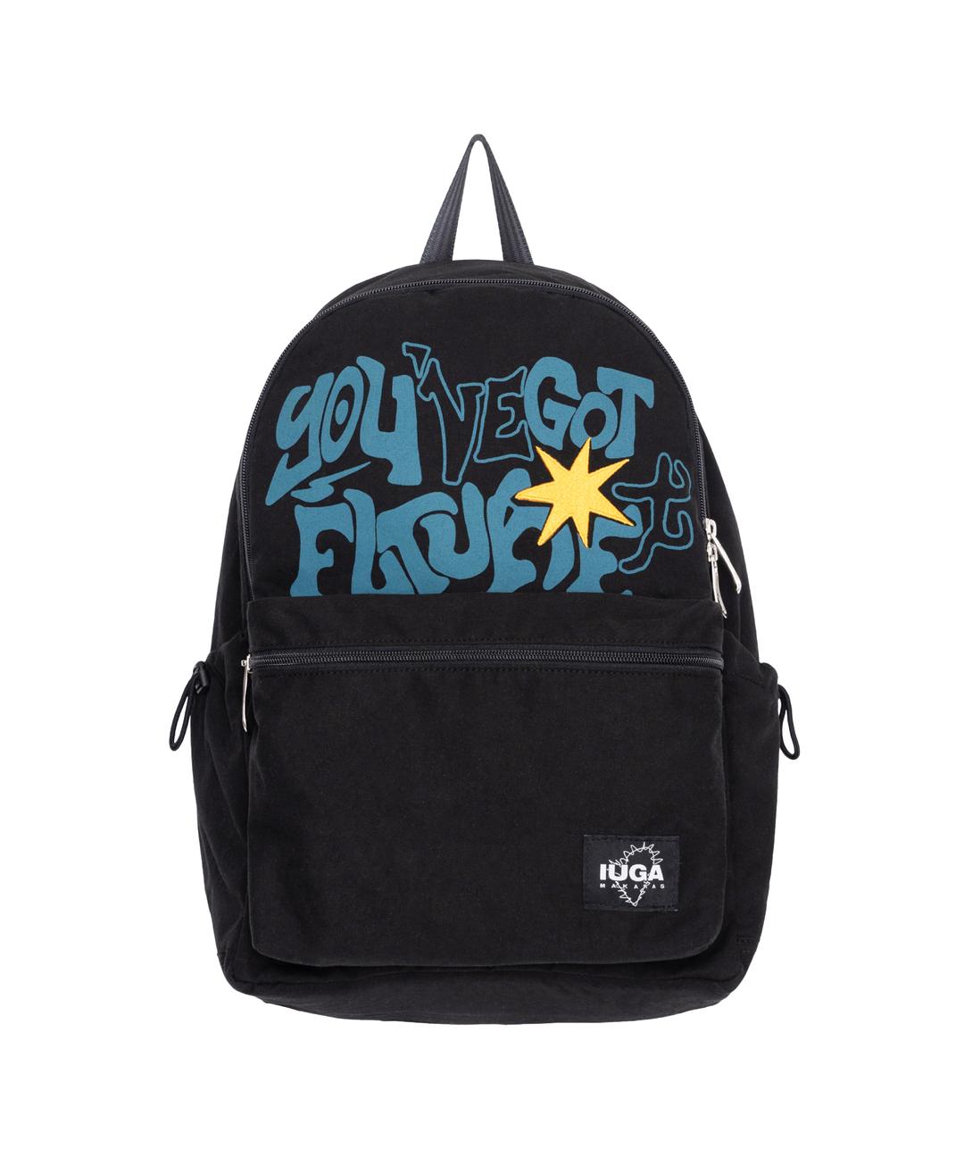 (02.23 예약 배송) Printed Twill Pocket Backpack (Black)
