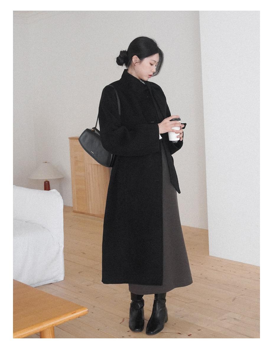 모엘 스카프 타이 코트 [블랙]