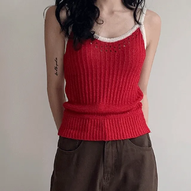 밀러 배색 니트 나시 4color