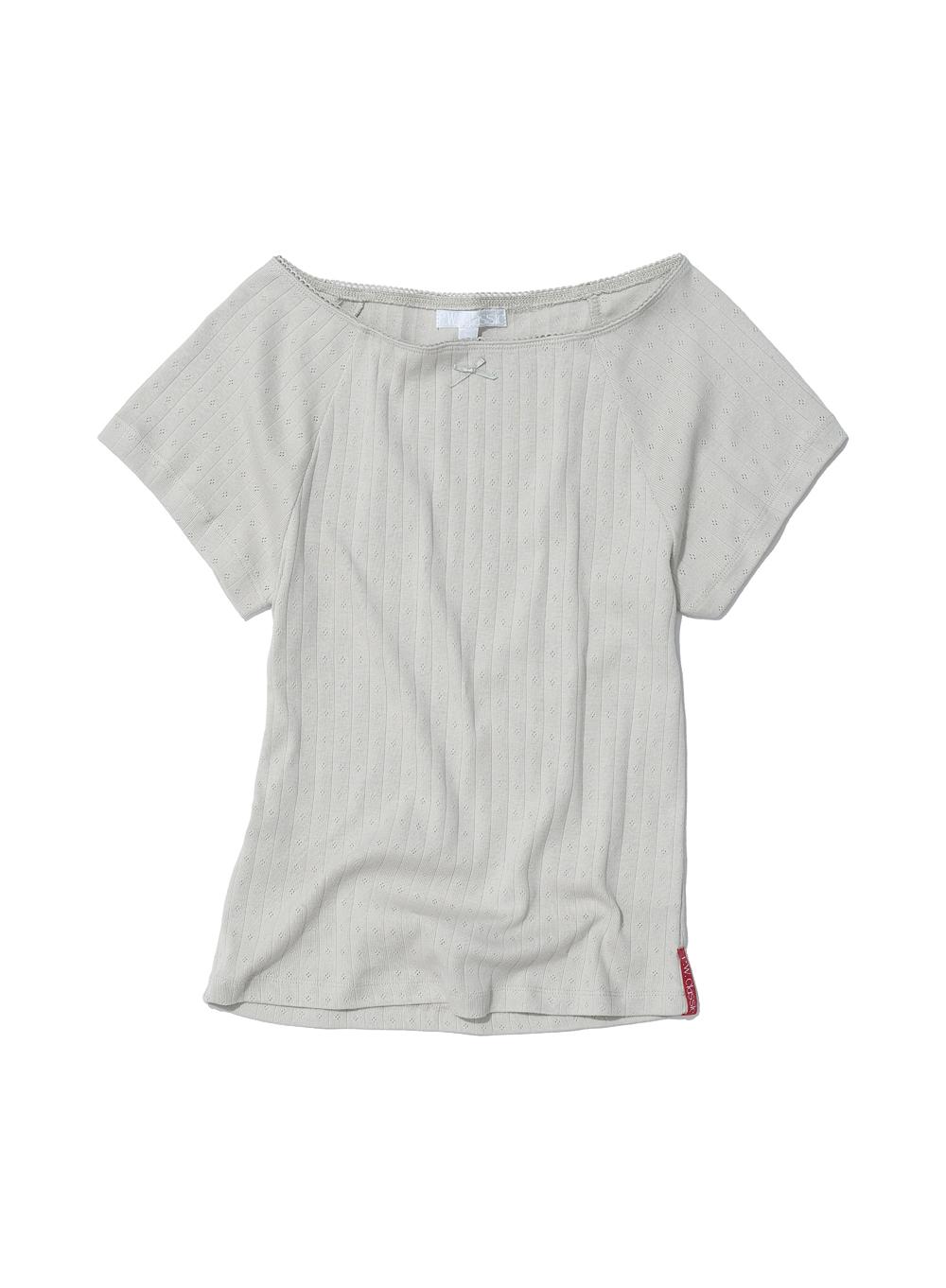 [WOMEN] PWC LACE TRIM EYELET SHORT SLEEVE TEE_MINT GREY