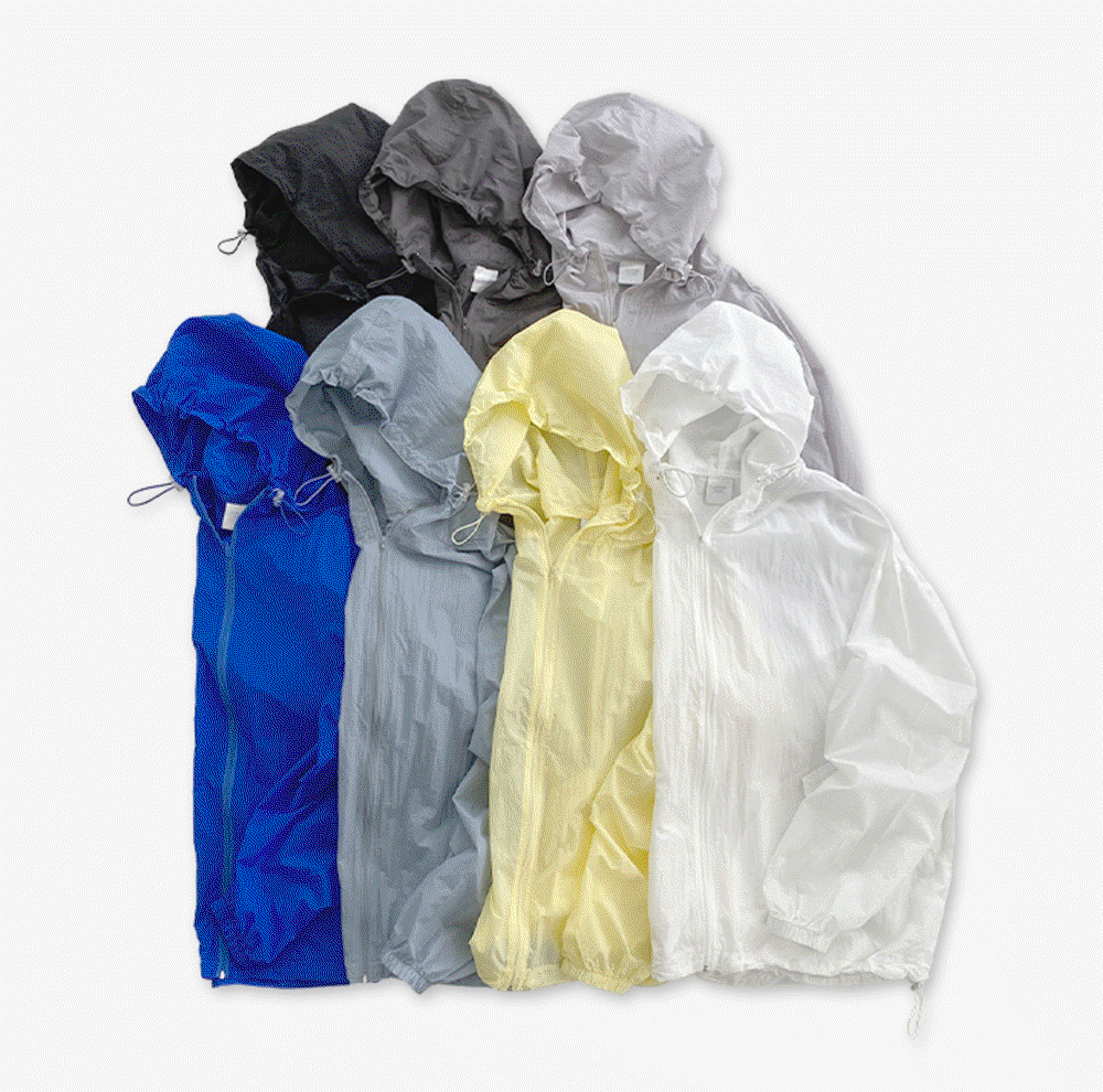 (여름용/7color) 썸머 비치 모노 오버핏 후드 바람막이 / 나일론 비치웨어