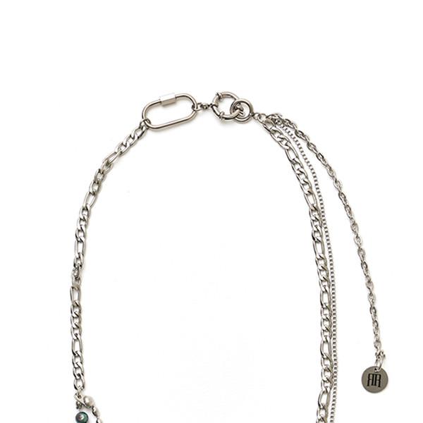 [주문 제작] PAYSEUR CARABINER PEARL CHAIN NECKLACE / AURORA BLUE