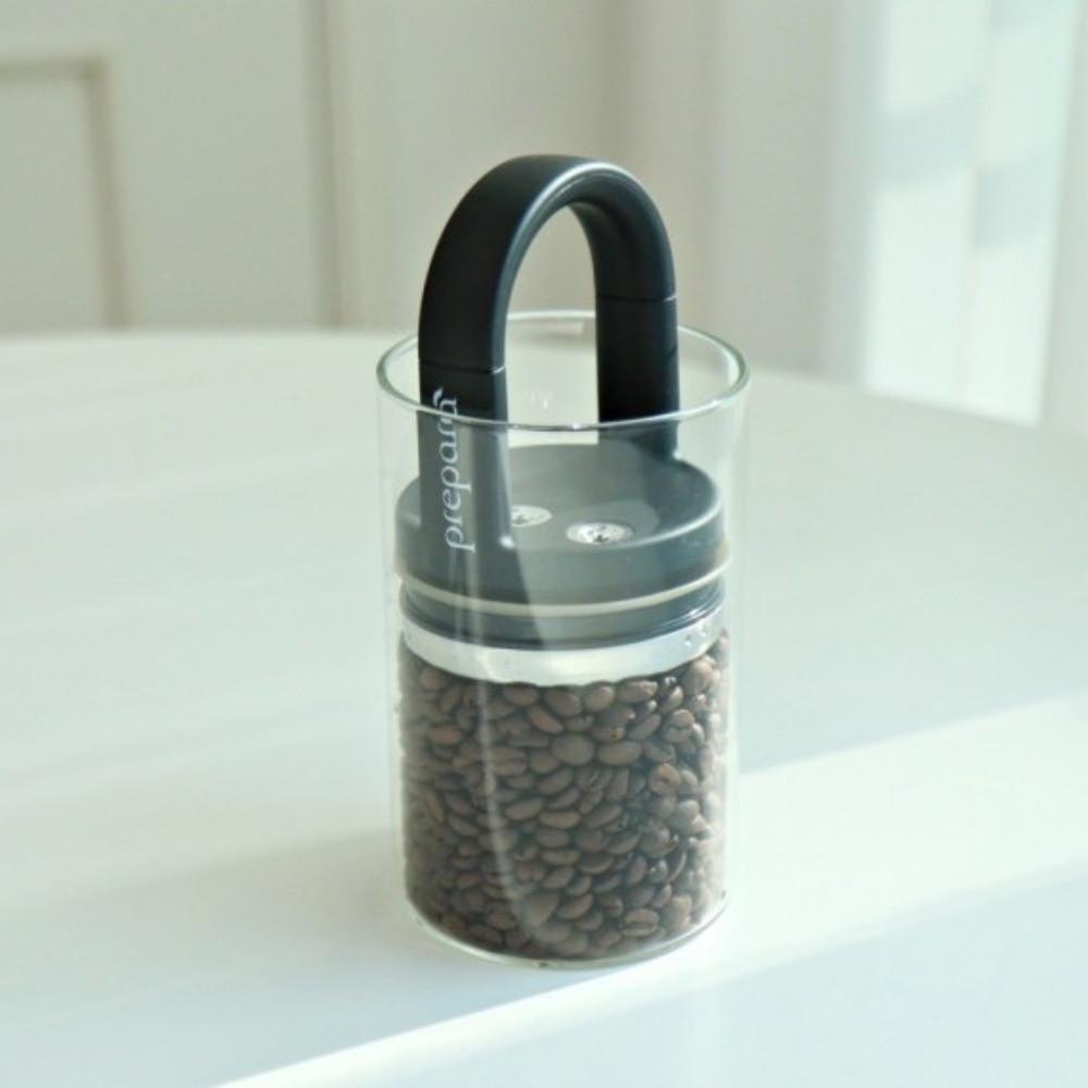 프리파라 EVAK 진공 밀폐 용기 분쇄 원두 커피 보관 원두통 미디엄 유리